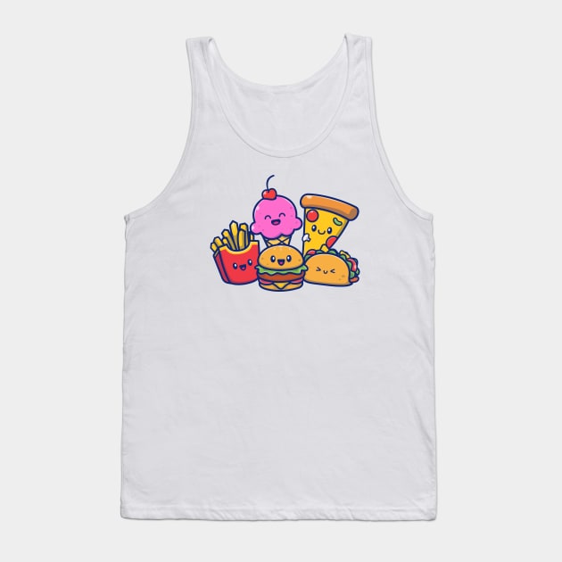 Cute Burger With Taco, French Fries, Pizza, And Ice Cream Tank Top by Catalyst Labs